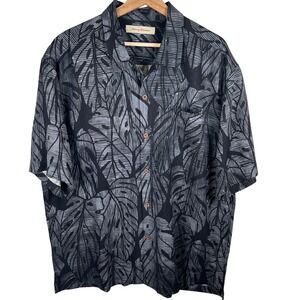 Tommy Bahama Mens XL Black Yellow Monstera Leaf Print 100% Silk Shirt Set of‎ 2